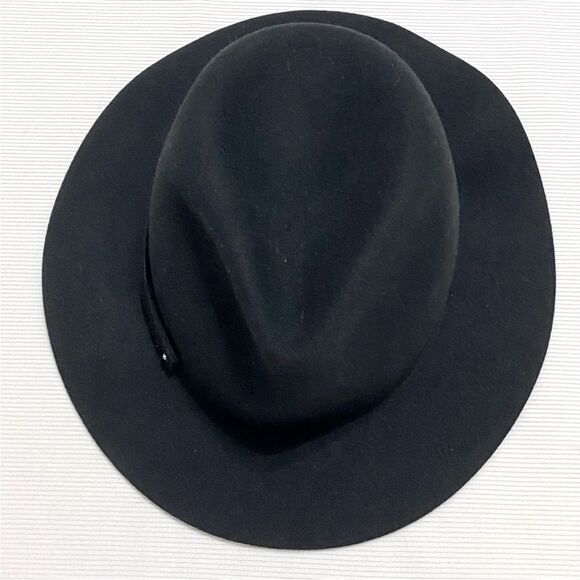 Anthropologie Amelia Black Wool Fedora Hat Studs Accent Boho Western Coastal main image 8
